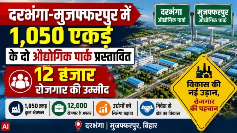 दरभंगा-मुजफ्फरपुर में 1,050 एकड़ के दो औद्योगिक पार्क प्रस्तावित, 12 हजार रोजगार की उम्मीद