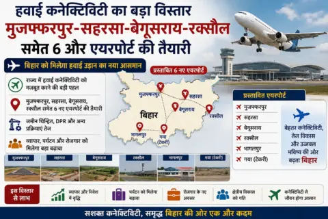 हवाई कनेक्टिविटी का बड़ा विस्तार, मुजफ्फरपुर-सहरसा-बेगूसराय-रक्सौल समेत 6 और एयरपोर्ट की तैयारी