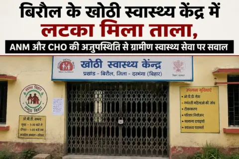 बिरौल के खोठी स्वास्थ्य केंद्र में लटका मिला ताला, ANM और CHO की अनुपस्थिति से ग्रामीण स्वास्थ्य सेवा पर सवाल