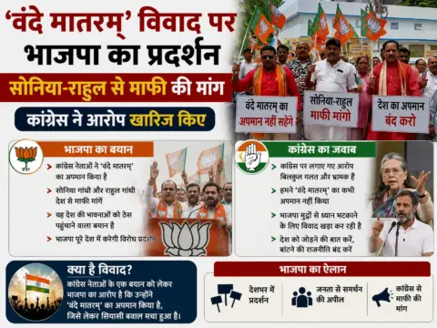 ‘वंदे मातरम्’ विवाद पर भाजपा का प्रदर्शन, सोनिया-राहुल से माफी की मांग; कांग्रेस ने आरोप खारिज किए
