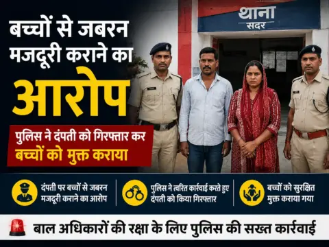 बच्चों से जबरन मजदूरी कराने का आरोप, पुलिस ने दंपती को गिरफ्तार कर बच्चों को मुक्त कराया