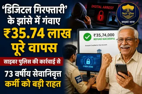 ‘डिजिटल गिरफ्तारी’ के झांसे में गंवाए ₹35.74 लाख पूरे वापस, साइबर पुलिस की कार्रवाई से 73 वर्षीय सेवानिवृत्त कर्मी को बड़ी राहत