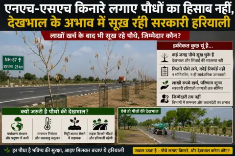 एनएच-एसएच किनारे लगाए पौधों का हिसाब नहीं, देखभाल के अभाव में सूख रही सरकारी हरियाली