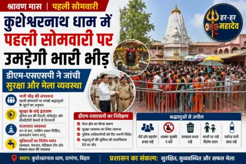 कुशेश्वरनाथ धाम में पहली सोमवारी पर उमड़ेगी भारी भीड़, डीएम-एसएसपी ने जांची सुरक्षा और मेला व्यवस्था