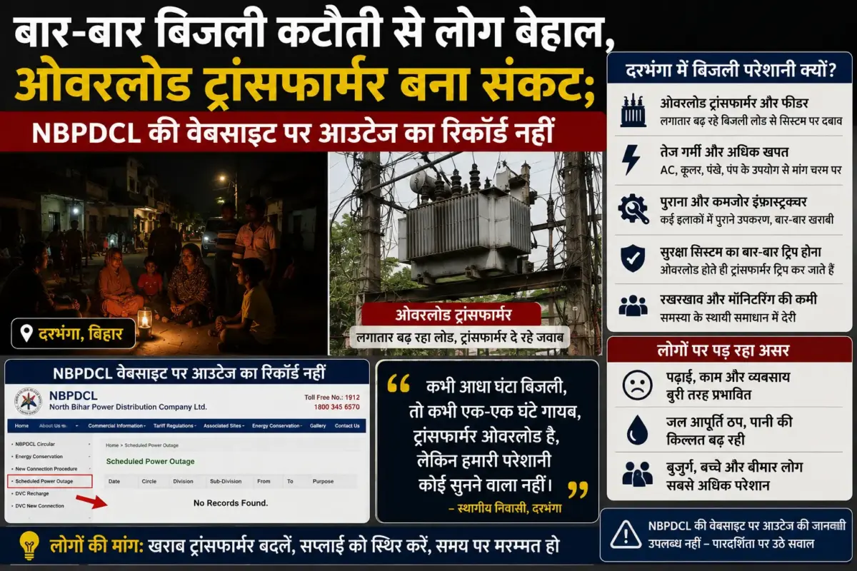 बार-बार बिजली कटौती से लोग बेहाल, ओवरलोड ट्रांसफार्मर बना संकट; NBPDCL की वेबसाइट पर आउटेज का रिकॉर्ड नहीं