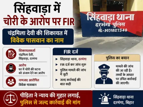 सिंहवाड़ा में चोरी के आरोप पर FIR, चंद्रमिला देवी की शिकायत में विवेक पासवान का नाम