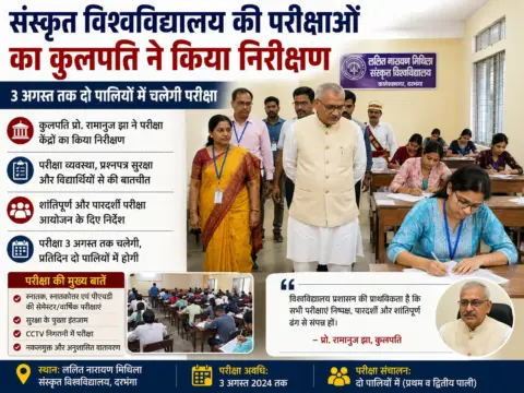 संस्कृत विश्वविद्यालय की परीक्षाओं का कुलपति ने किया निरीक्षण, 3 अगस्त तक दो पालियों में चलेगी परीक्षा