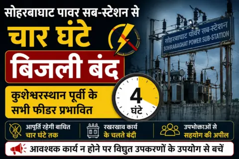 सोहरबाघाट पावर सब-स्टेशन से चार घंटे बिजली बंद, कुशेश्वरस्थान पूर्वी के सभी फीडर प्रभावित