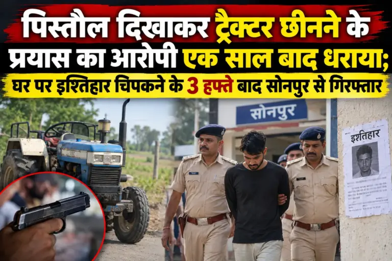 पिस्तौल दिखाकर ट्रैक्टर छीनने के प्रयास का आरोपी एक साल बाद धराया; घर पर इश्तिहार चिपकने के 3 हफ्ते बाद सोनपुर से गिरफ्तार